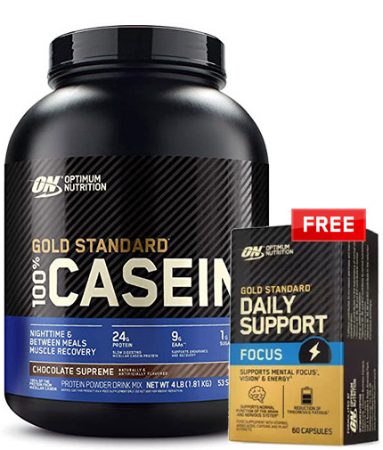 PROMO STACK ON 100% Casein + FREE Daily Support Focus