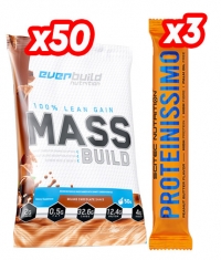 PROMO STACK 50 Mass Build Gainer Sachets + 3 FREE Proteinissimo Prime Bars